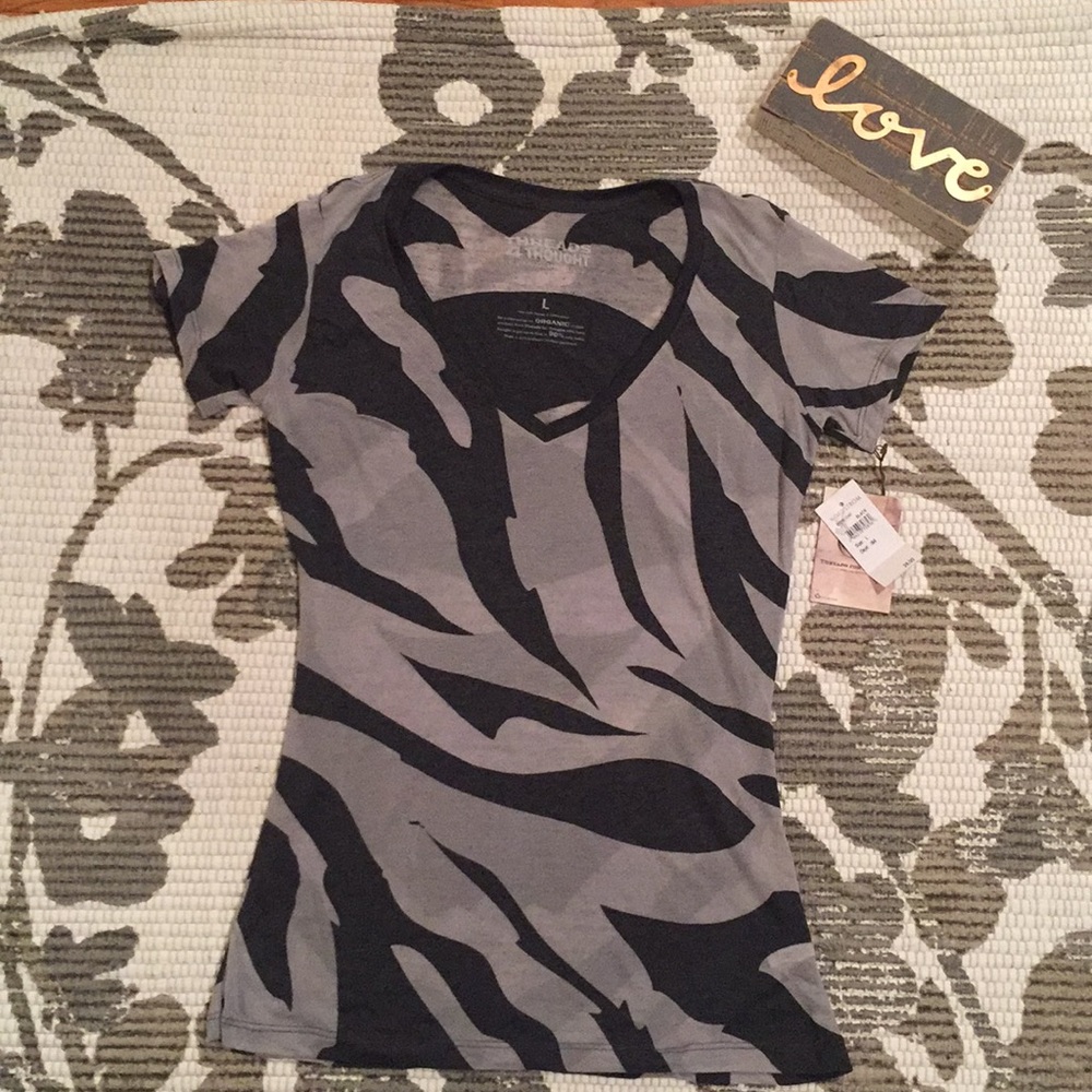 Gray Zebra Print T Shirt